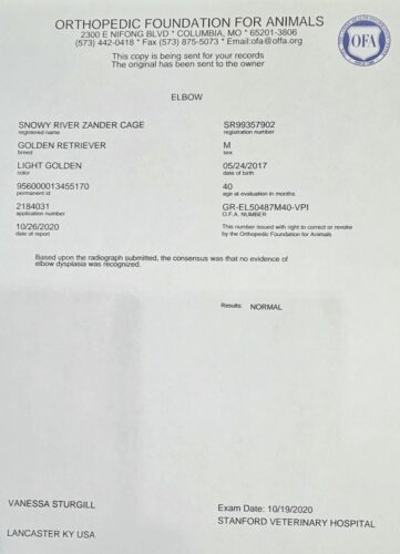 Snowy River Zander Cage (Sire)