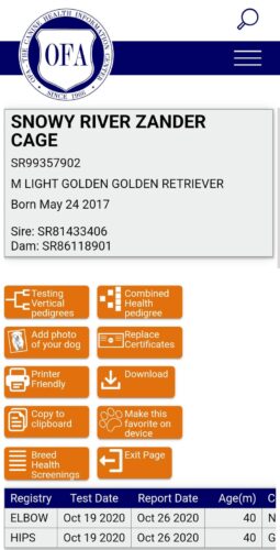Snowy River Zander Cage (Sire)